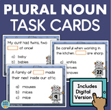 Plural Nouns Irregular Plurals Task Cards - Printable & Digital