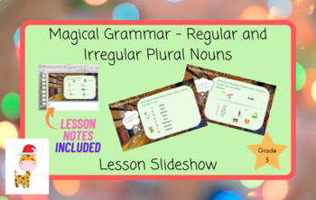 Preview of Regular and Irregular Plural Nouns Lesson Slideshow - Grade 3 Grammar