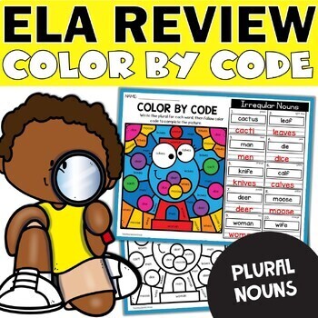 Preview of Plural Nouns Worksheets Color by Code - Irregular Nouns Morning Work Grammar
