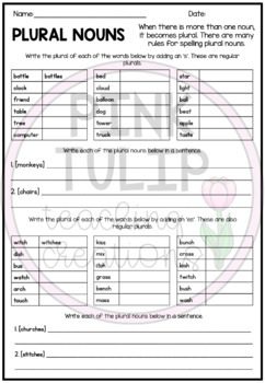 Plural Nouns Worksheets No Prep Printables By Pink Tulip Teaching Creations