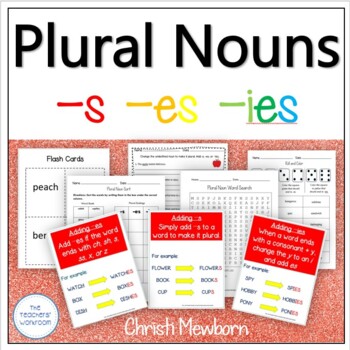 Preview of Plural Nouns s, es, ies for 5th and 6th Grade