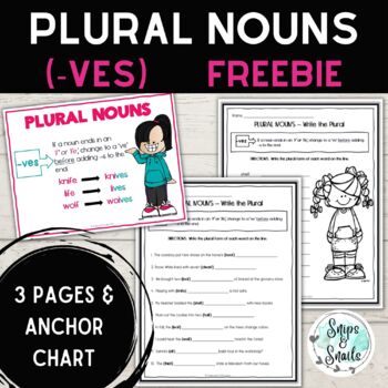 Preview of Plural Nouns -ves Worksheets and Anchor Chart FREEBIE