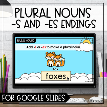 Preview of Plural Nouns with -es and -s for Google Slides and Boom Cards
