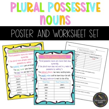 plural possessive nouns poster and worksheet bundle by mrs kiswardys class