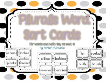 Preview of Plural Words { Large Cards for Word Sort Activities}
