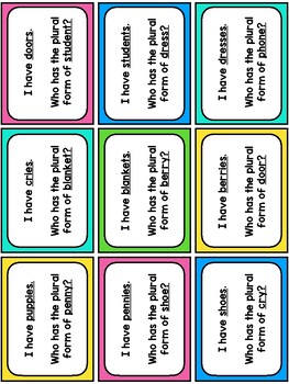 Plural Words & Nouns I Have, Who Has by Miss Cameron's Classroom