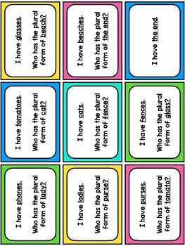 Plural Words & Nouns I Have, Who Has by Miss Cameron's Classroom