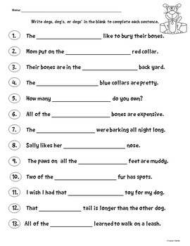 free plural possessive noun poster and worksheet by teacher s take out