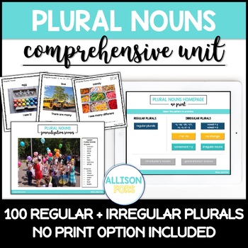 Preview of Plural Nouns Unit Speech Therapy - Irregular Plural Nouns - Printable & Digital