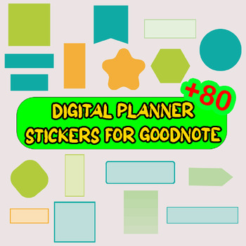 Preview of Plus 80 Digital Planner Stickers for Goodnotes | Basic Shapes PNGS
