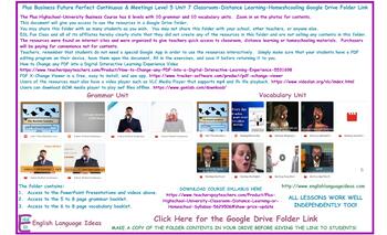 Preview of Plus-Future Perfect Continuous & Meetings Distance Learning-Homeschooling-Google