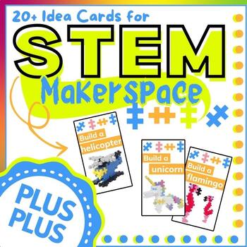 Preview of Plus Plus Blocks STEM BIN Challenge Cards for Maker Space