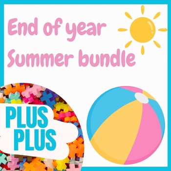Preview of Plus Plus Blocks - 50 task cards, Summer seasonal bundle & end of year activity