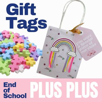 Preview of Plus Plus blocks - Printable End of Year Gift Tags - Hashtag blocks gift tag