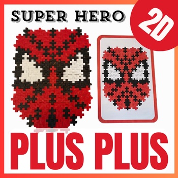 Preview of Plus Plus blocks task cards - Super Hero & Spiderman activity - End of year fun