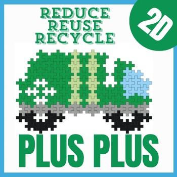 Preview of Plus Plus building blocks / 2D Recycling task cards & Kindergarten activities