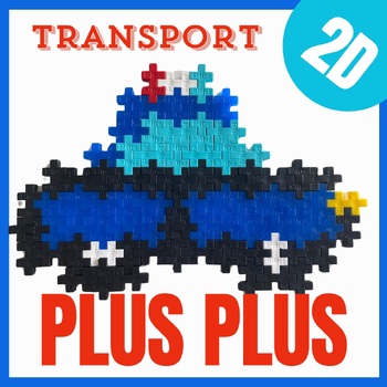 Preview of Plus Plus building blocks Transportation PreK activity, Math center task cards