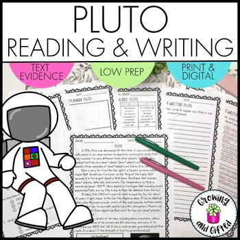 Preview of Pluto Informative Writing Prompt and Reading Comprehension with Text Evidence