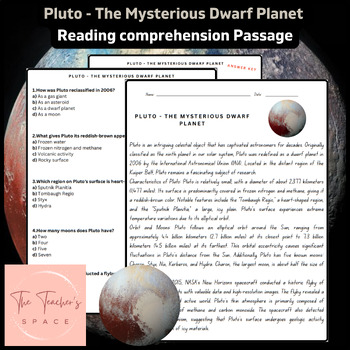 Preview of Pluto - The Mysterious Dwarf Planet Reading Comprehension Passage