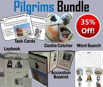 Preview of Plymouth Colony Task Cards & Activities Bundle: Indians, Pilgrims, Mayflower etc