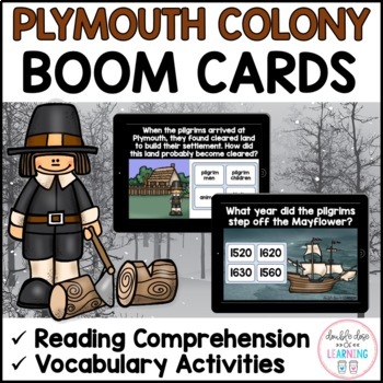 Preview of Plymouth Colony and the Pilgrims BOOM CARDS™ (digital task cards)