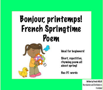 Preview of Poème, Bonjour, printemps! | French Spring Poem + Speaking Activity