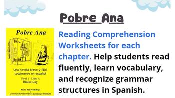 Preview of Pobre Ana Reading Comprehension Questions: Spanish III Novel, Guided Worksheets