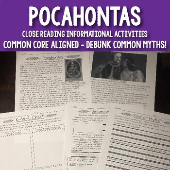 Preview of Pocahontas: Close Reading Text Facts and Myths