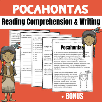 Preview of Pocahontas Reading Comprehension & Activity Bundle | Native American Heritage