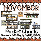 November Pocket Chart Activities Thanksgiving, Turkey, Pil