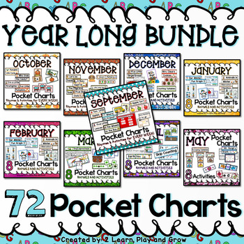 Preview of Pocket Chart Activities and Songs YEAR LONG BUNDLE - 72 ACTIVITIES