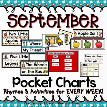 Preview of Pocket Chart Center for September - Songs Rhymes and Activities