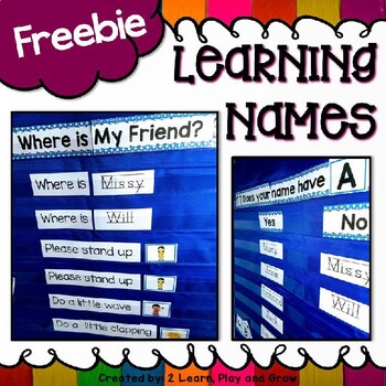 Preview of Pocket Chart Activity Learning Names and Letters FREEBIE