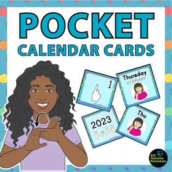 Preview of Pocket Chart Calendar Cards Sign Language Numbers Days Years 2022 -2031