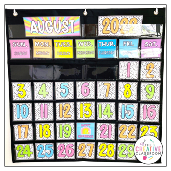 Pocket Chart Calendar - Retro Classroom Decor Bulletin Board | TPT