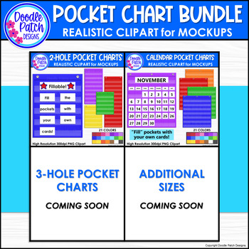 Preview of Pocket Chart Mockup Bundle - Realistic Clipart