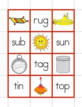 Short Vowels / Consonant-Vowel-Consonant Words - Pocket Chart Pictures