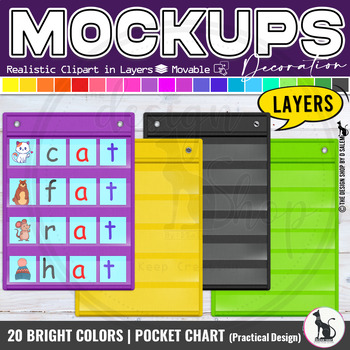 Preview of Pocket Chart Realistic Clipart in Layers Decoration Mockup Set3 Bright Colors