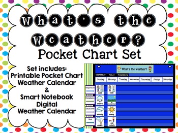 Preview of Pocket Chart Weather Calendar- Printable & Smartboard Files- Next Gen Science