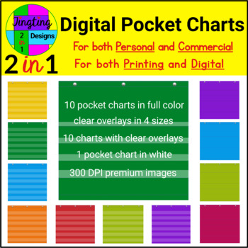 Preview of Pocket Chart Clip Art Commercial Digital Use Moveable Pieces  {Tingting Designs}