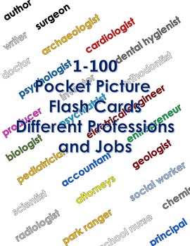 Preview of Pocket Picture Vocabulary Flash Cards 100 Different Professions and Jobs