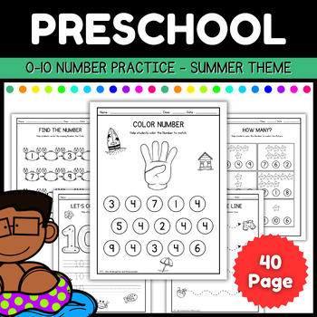 Preview of Pocket of Preschool : Counting 10 numbers l Summer Letters Tracing & Writing Kit