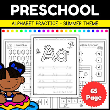 Preview of Pocket of Preschool : Summer Alphabet Tracing & Write Practice l Back to School