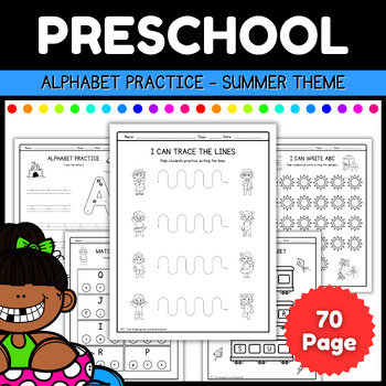 Preview of Pocket of Preschool : Summer Letters Tracing & Writing l first week of School