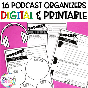 Preview of Podcast Graphic Organizers - digital and printable