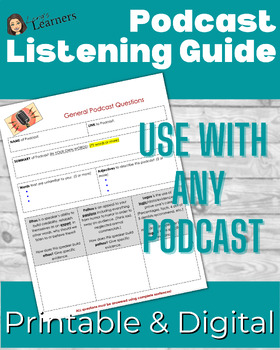 Preview of Podcast Listening Guide Question Worksheets for ANY Podcast