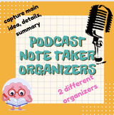 Podcast Notes Graphic Organizer + Main Idea + Details + Summary