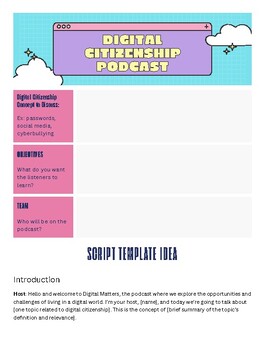 Preview of Podcast Planner and Script Guide: Digital Citizenship