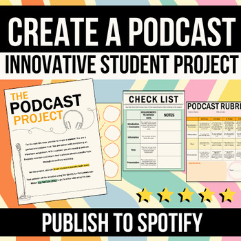 Preview of Podcast Project Template | Complete Teacher/Student Guide on Creating a Podcast