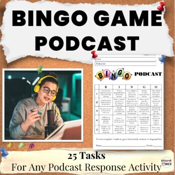 Preview of Podcast Response Choice Board - Middle School ELA Activities Fun Bingo Game